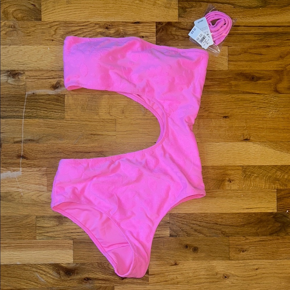 Aerie Pink One-Shoulder Swimsuit